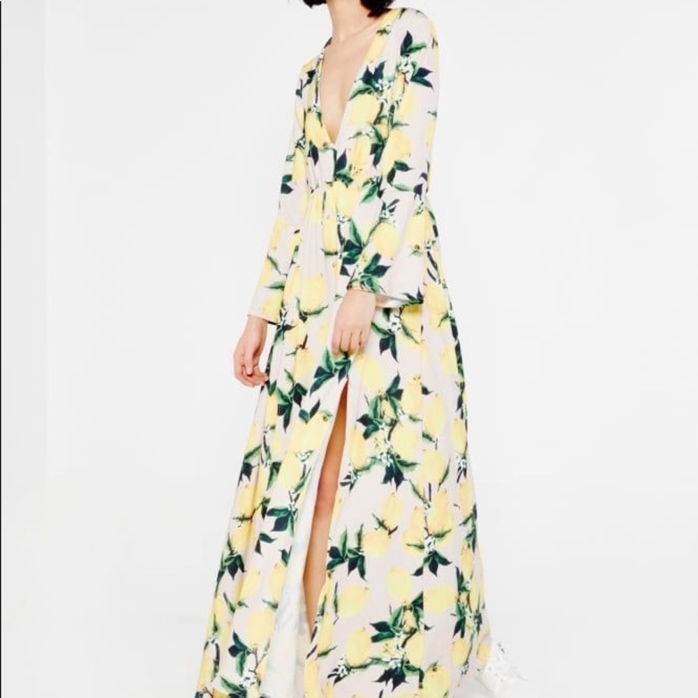 Aeryne Maxi Dress Lemon Print NWOT